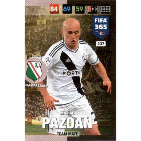 Michał Pazdan Legia Warszawa 237 FIFA 365 Adrenalyn XL 2017