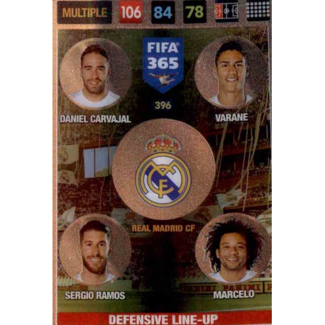 Carvajal - Varane - Sergio Ramos - Marcelo Defensive Line-Up Real Madrid 396 FIFA 365 Adrenalyn XL 2017