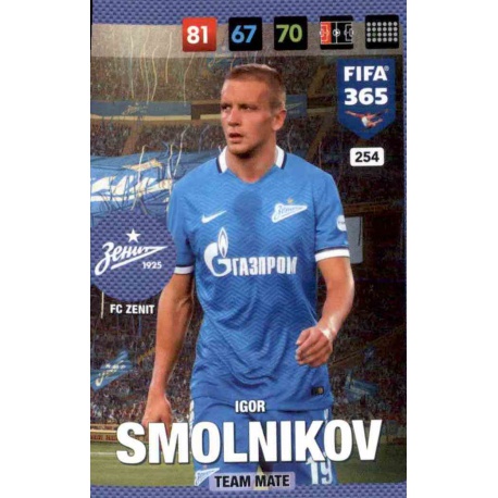 Igor Smolnikov FC Zenit 254 FIFA 365 Adrenalyn XL 2017 Nordic Edition