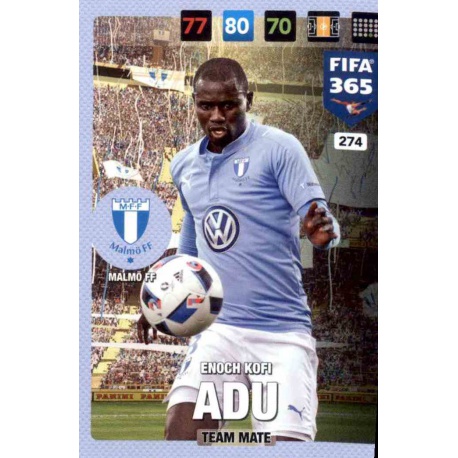 Enoch Kofi Adu Malmö FF 274 FIFA 365 Adrenalyn XL 2017 Nordic Edition