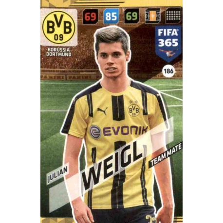 Julian Weigl Borussia Dortmund 186 FIFA 365 Adrenalyn XL 2018