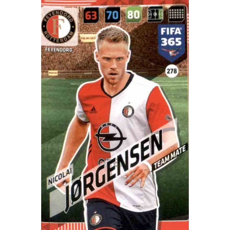 Nicolai Jørgensen Feyenoord 278 FIFA 365 Adrenalyn XL 2018