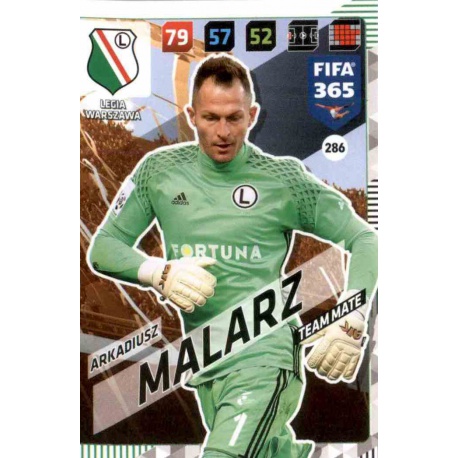 Arkadiusz Malarz Legia Warszawa 286 FIFA 365 Adrenalyn XL 2018