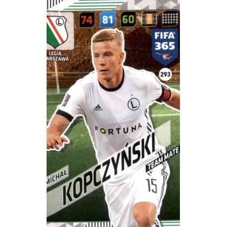 Michał Kopczyński Legia Warszawa 293 FIFA 365 Adrenalyn XL 2018