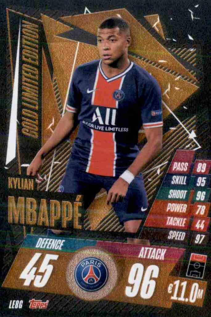 Trading Card Of Kylian Mbappe Limited Edition Gold Topps Champions 