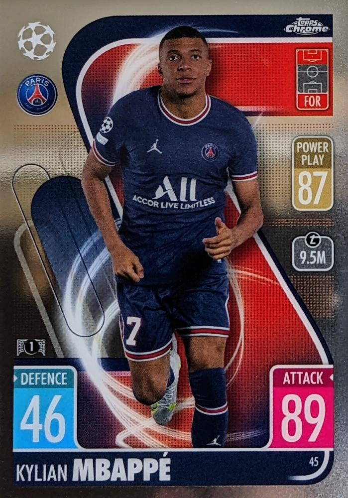 Soccer Trading Cards Kylian Mbappe PSG Topps Match Attax Chrome