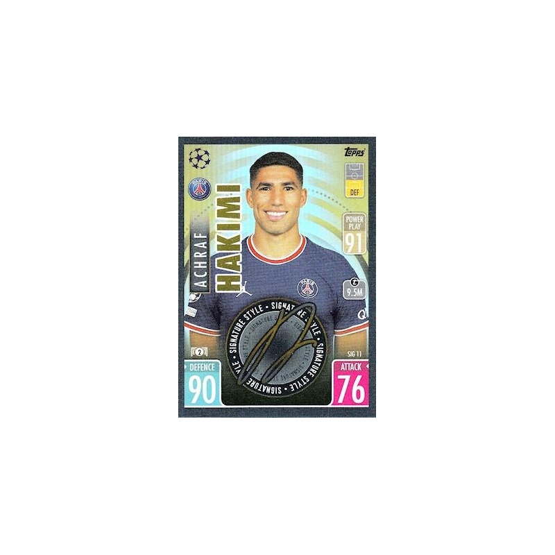 2022 Topps Match Attax Signature Style Achraf Hakimi PSG #Sig11 |