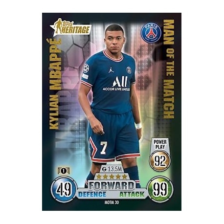 Soccer Trading Cards Kylian Mbappé Heritage Man of the Match Match