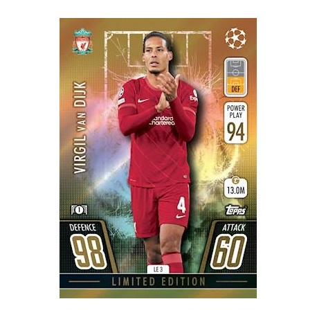 Sale Trading Cards Virgil van Dijk Limited Edition Match Attax Extra 2022