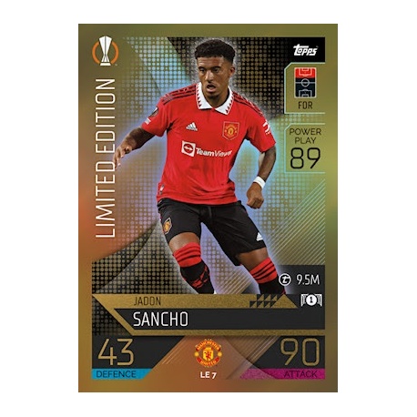 Offer Soccer Cards Jadon Sancho Limited Edition Manchester United Match ...