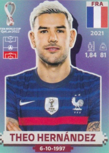 Offer Soccer Cards Theo Hernández France Panini World Cup 2022 Qatar