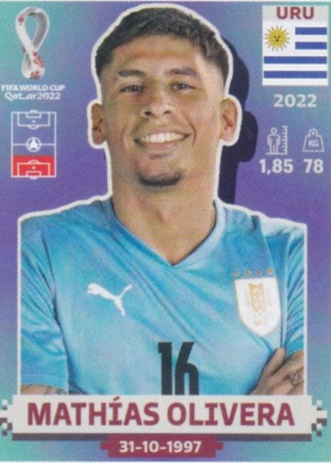 URU9 Mathías Olivera (Uruguay) Panini World Cup 2022 Sticker - Solve  Collectibles